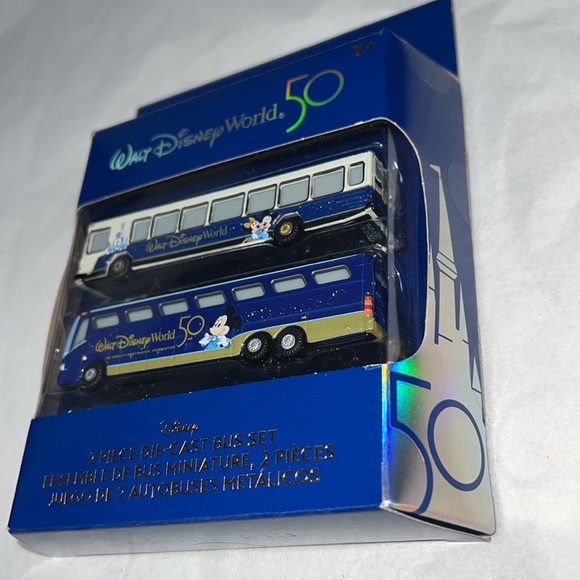 DISNEY Mickey Mouse and Minnie Mouse 50th Anniversary Die Cast Bus Set - Picture 3 of 9